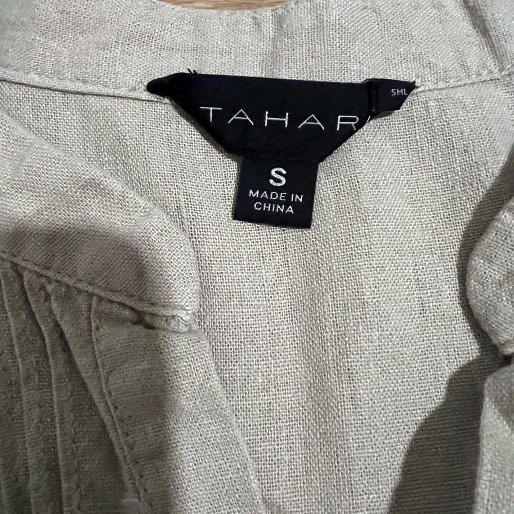 Tahari Women’s Linen Tan Midi Dress Size Small - Picture 5 of 8